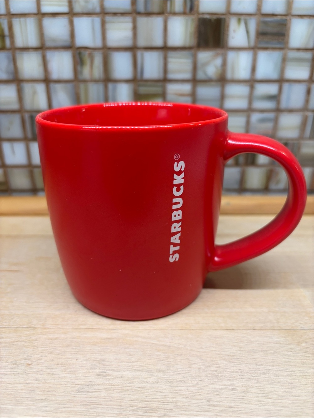 Starbucks Red Ceramic Mug with Vertical Logo
